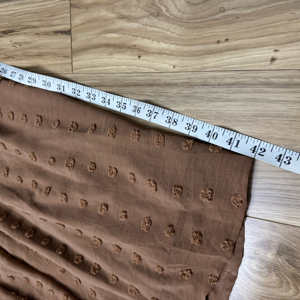 Baltic Born Camel Brown Textured Long Sleeve Wrap Midi Dress - Picture 11 of 12
